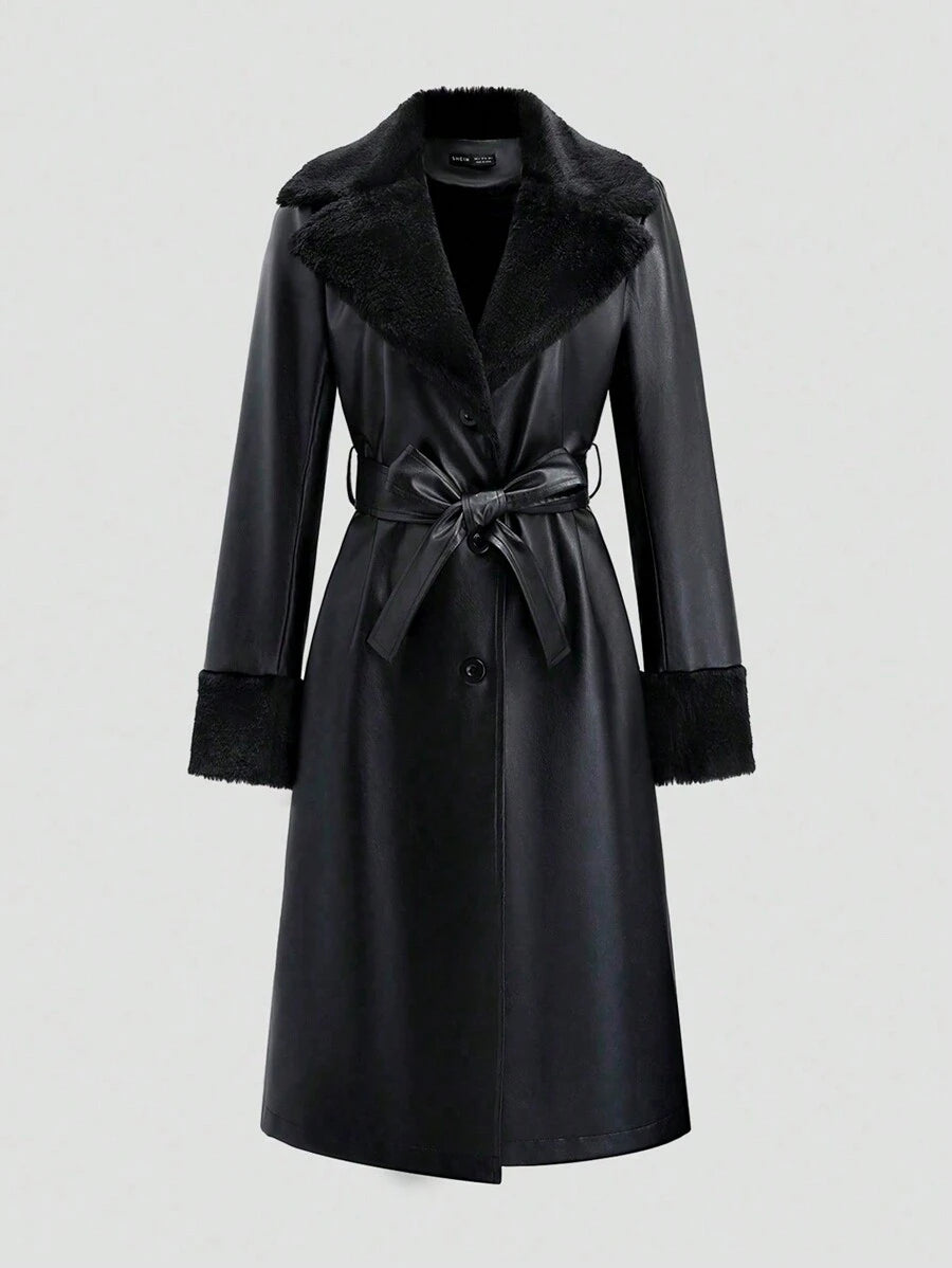Flirla Luxe Splice Trench Coat