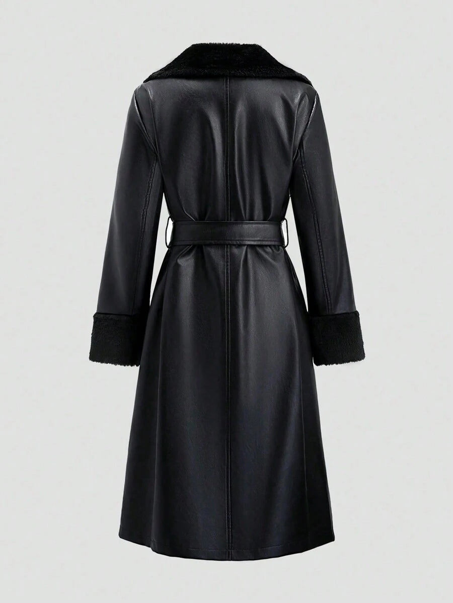 Flirla Luxe Splice Trench Coat