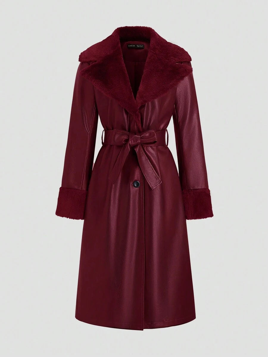 Flirla Luxe Splice Trench Coat