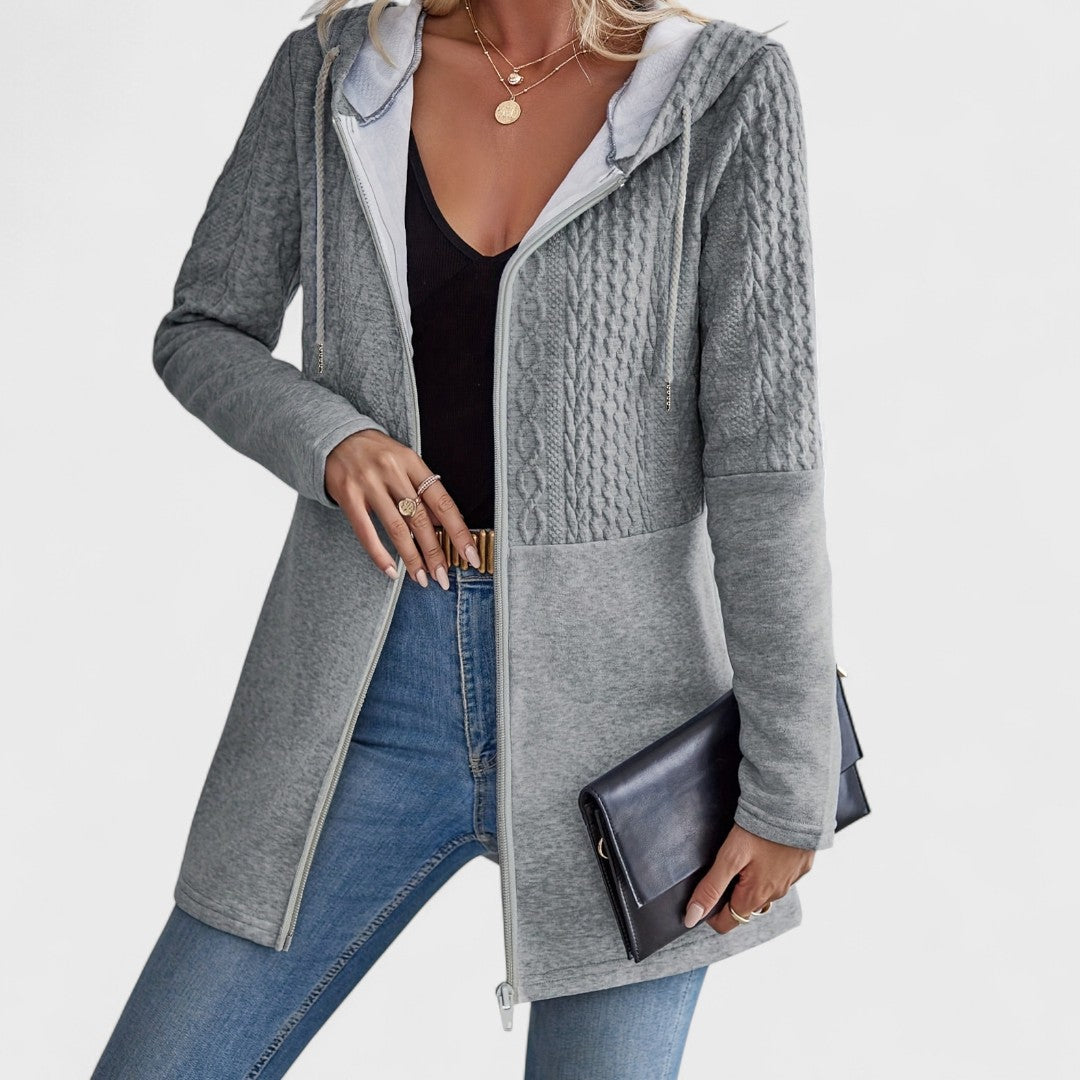 Valentino | Elegant Gray Hooded Cardigan