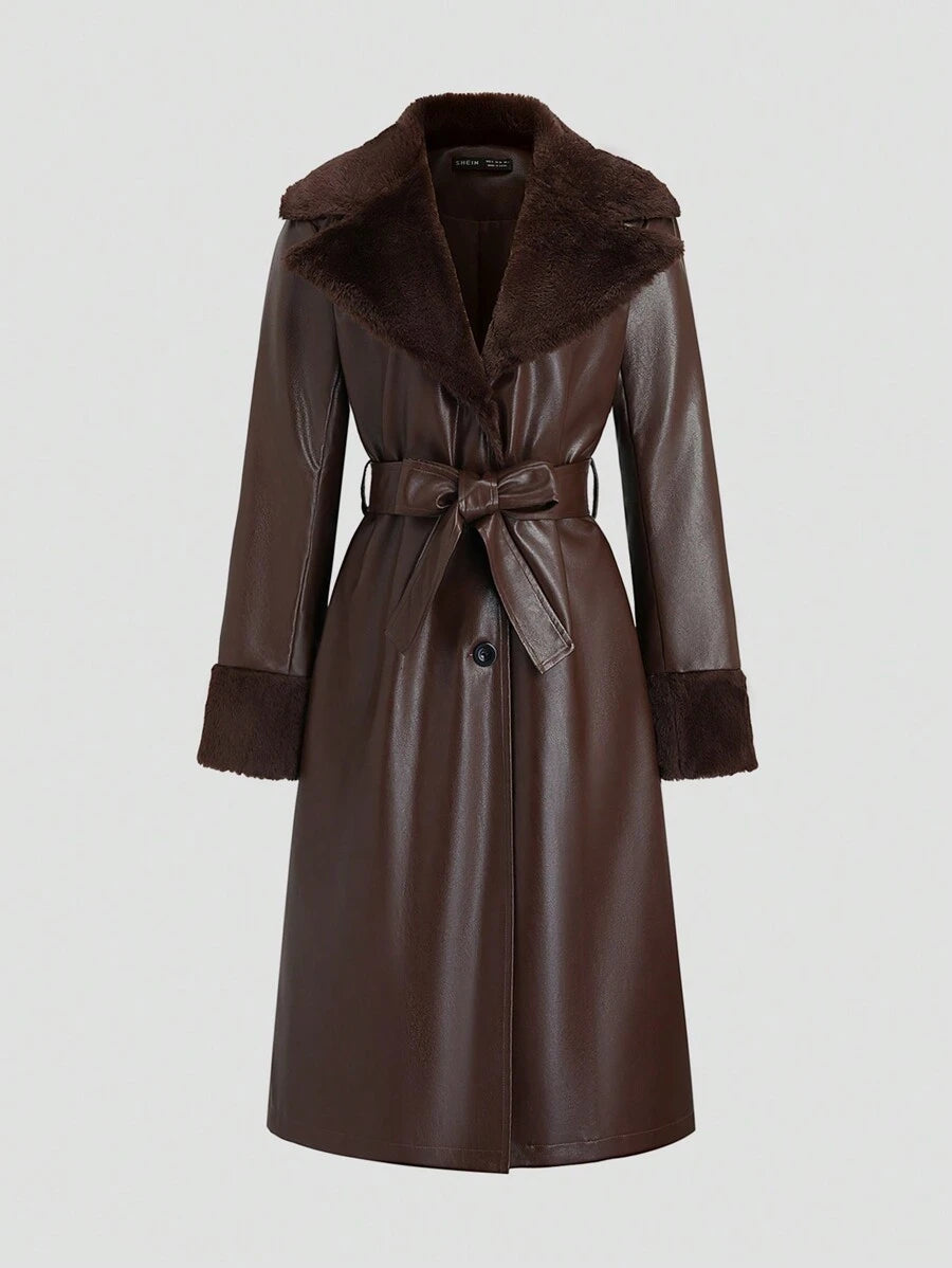 Flirla Luxe Splice Trench Coat