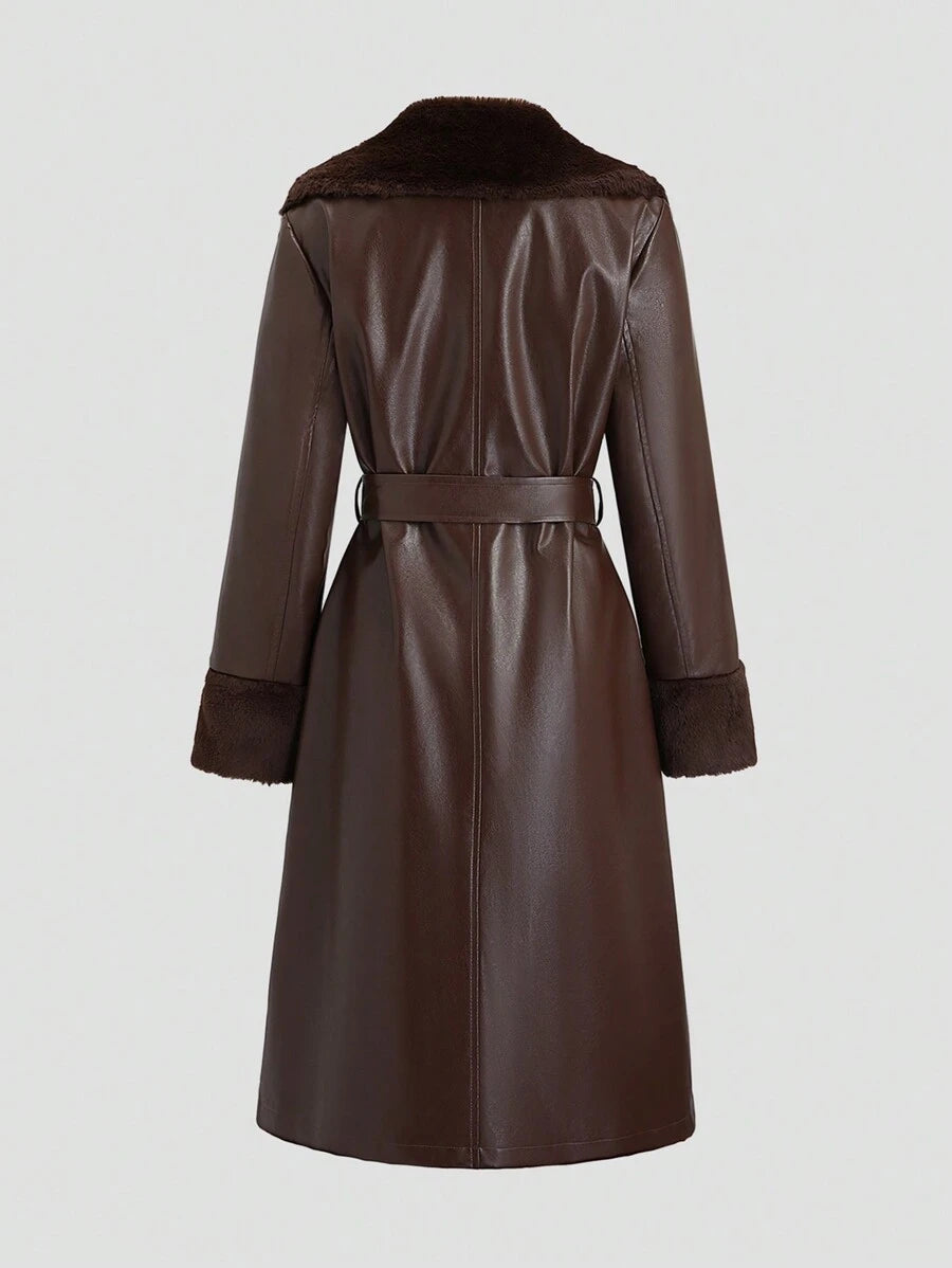 Flirla Luxe Splice Trench Coat