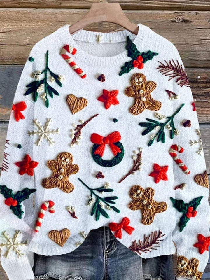 Funny Christmas  Print Knit Pullover Sweater
