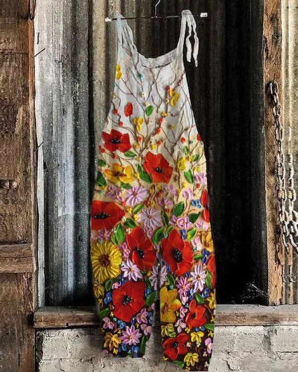 Solea | Lightweight artisanal jumpsuit in floral style