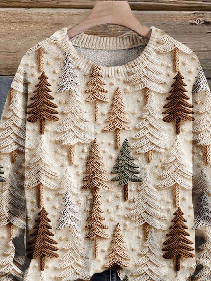 Christmas Gift Christmas Tree Art Print Knit Pullover Sweater