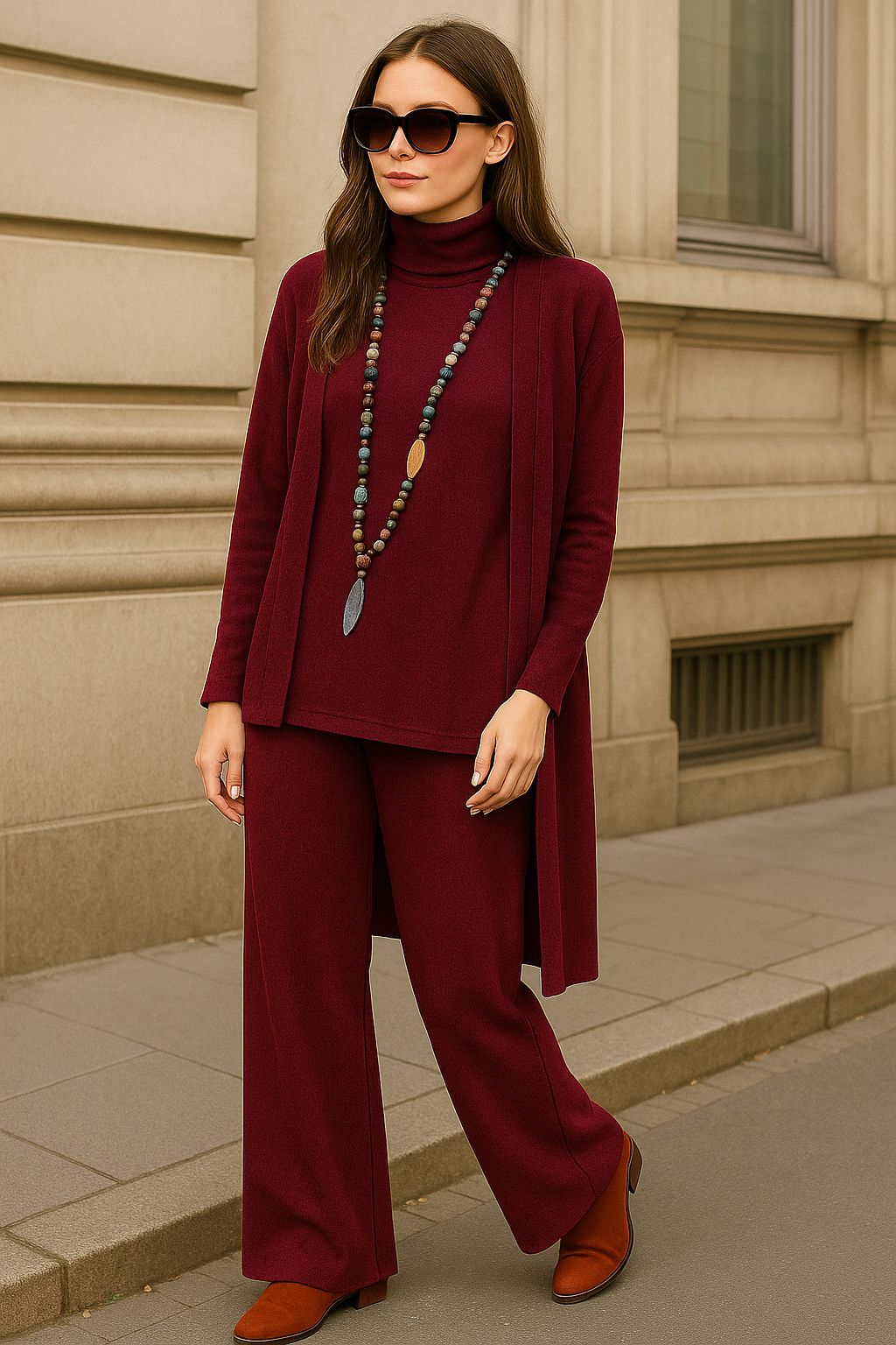 Aubrey Cardigan, Turtleneck & Pants Set
