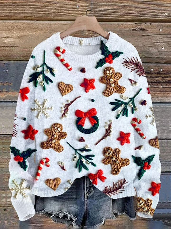 Funny Christmas  Print Knit Pullover Sweater