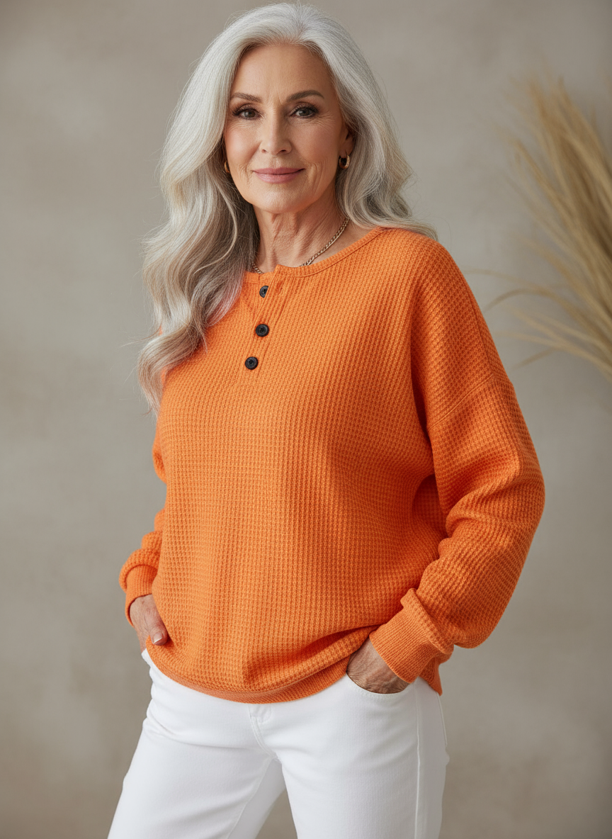 Anne | Cozy Waffle Knit Henley