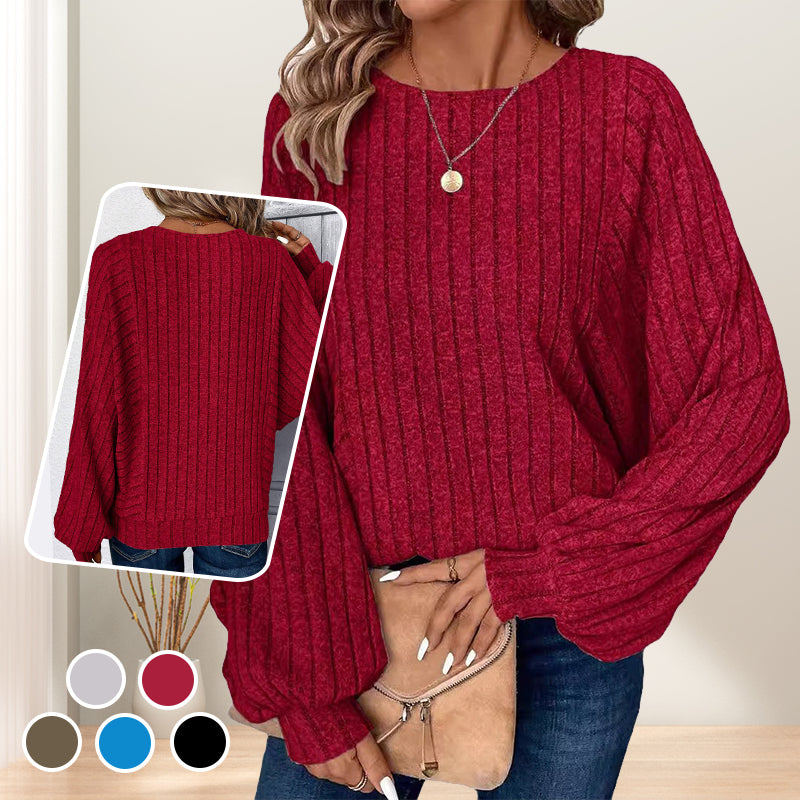 Vionne™ | Textured Long-Sleeve Pullover Top